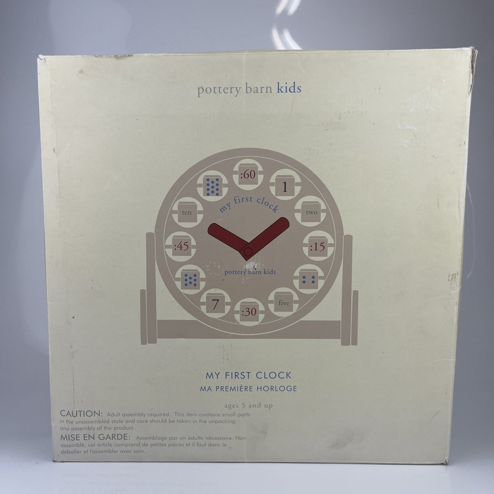 Pottery Barn Kids Hardwood Clock – Telling Time Learning Toy – Rare Discontinued